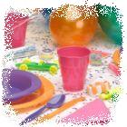 Tableware,balloons,bunting etc